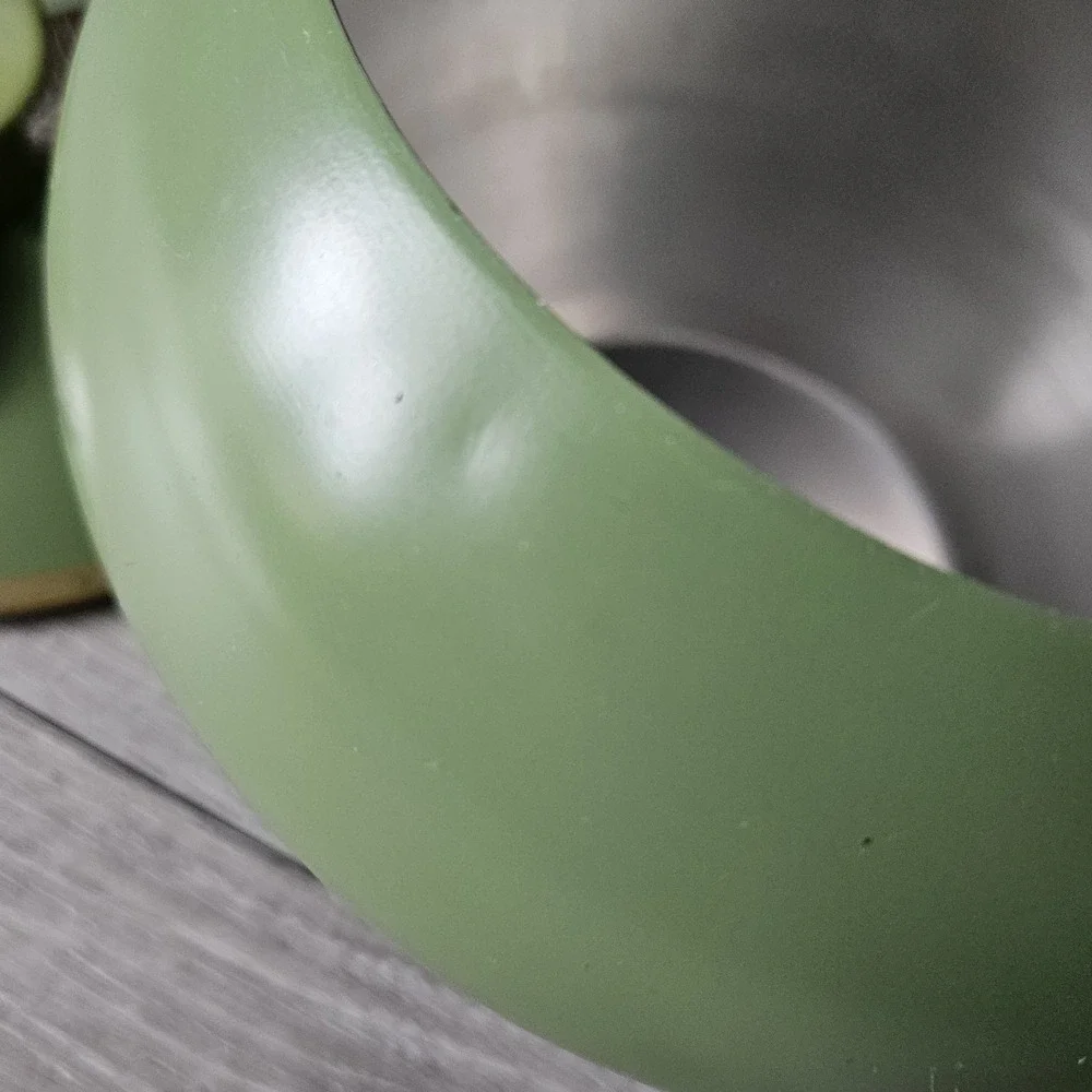 intage Chrom-Ever Avocado Green Apple Canister Set 4 MCM Enameled Aluminum Retro